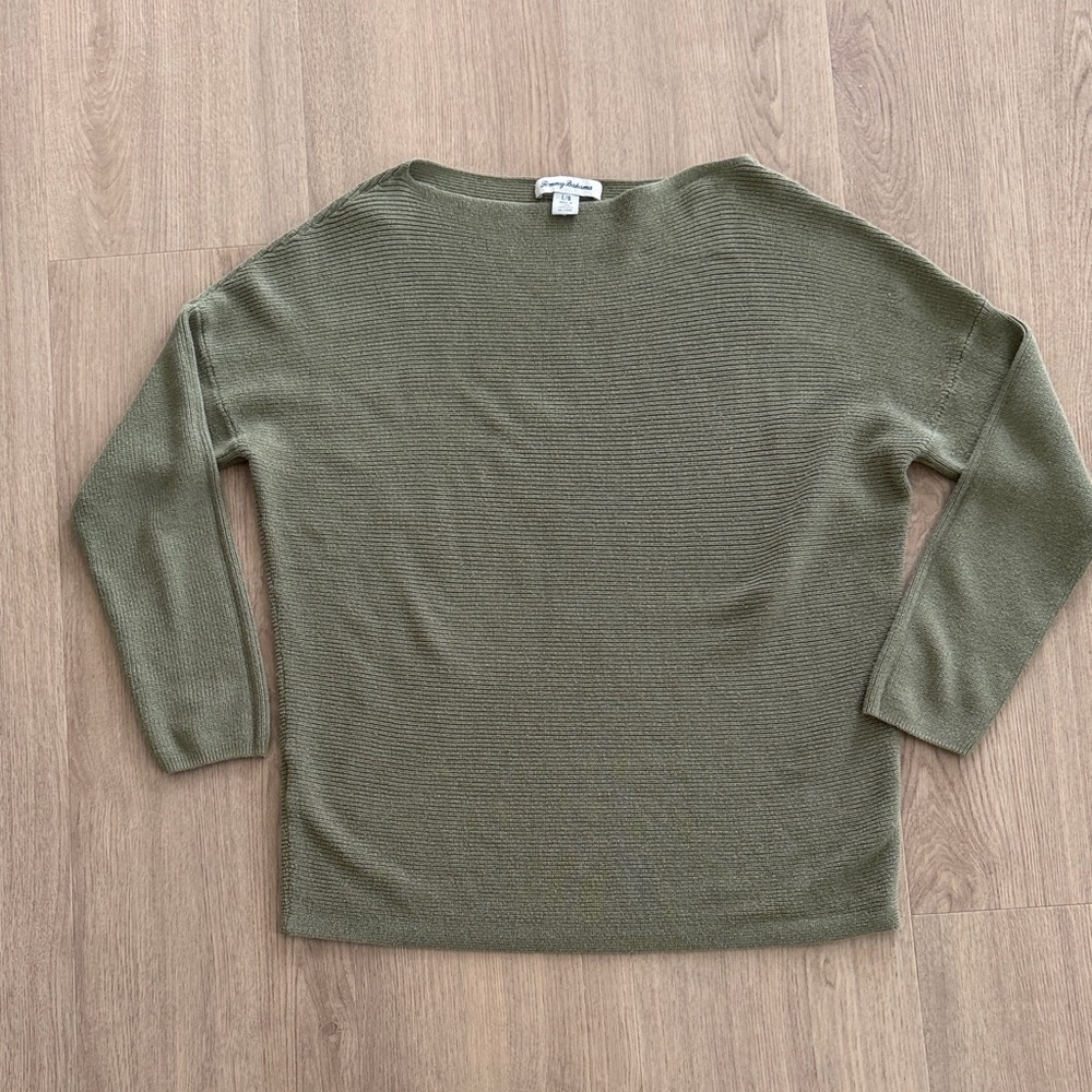 Tommy Bahama Olive Green Ribbed Boatneck Sweater size Large